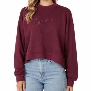 Nike Burgundy Crewneck Sweatshirt with Embroidered Swoosh